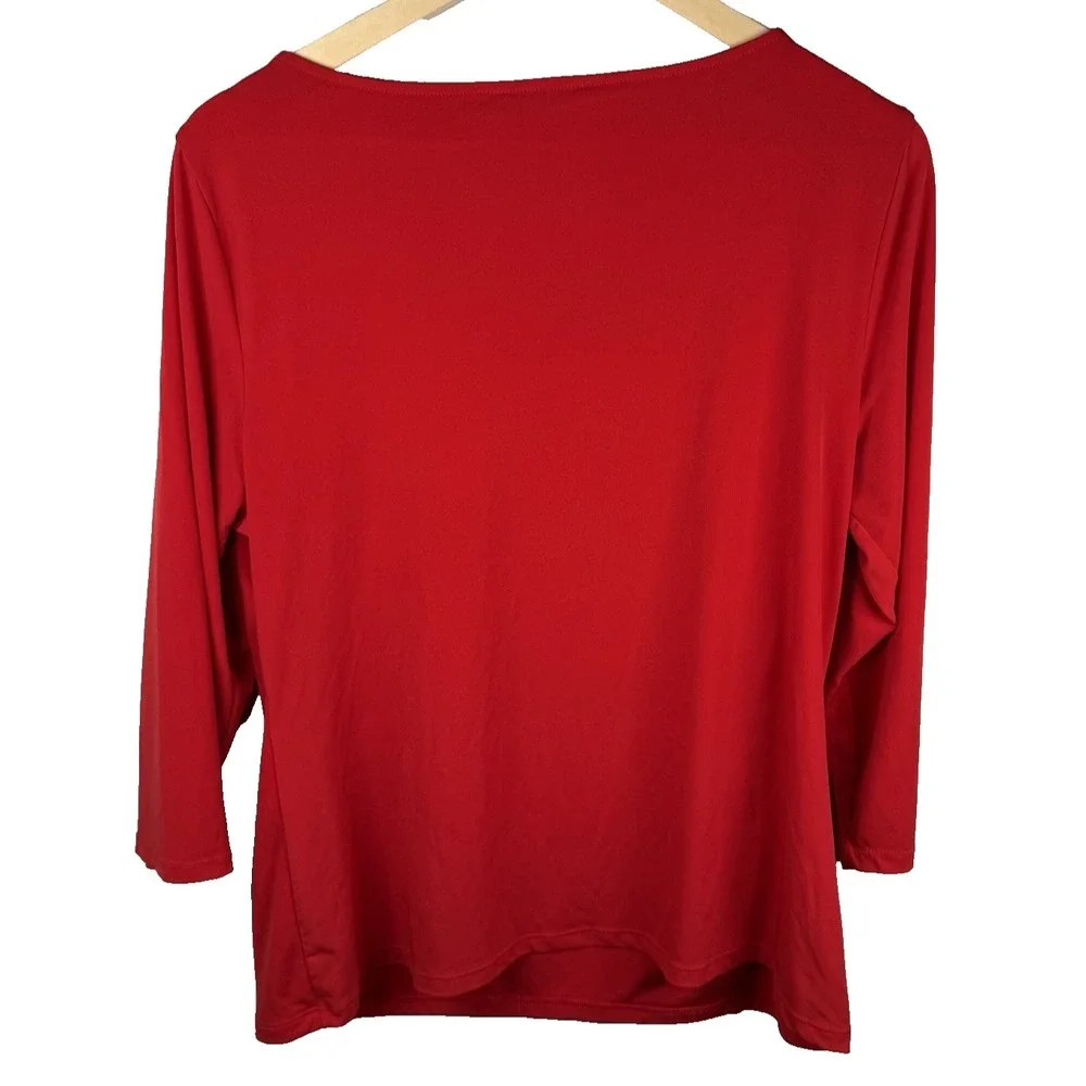Vintage 00's y2k CARMEN MARC VALVO Red Keyhole Top Blouse‎ Stretch Women XL NEW - Picture 5 of 5
